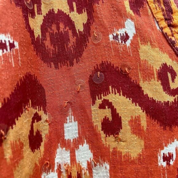 Soft Surroundings Orange Red Sequin 3/4 Sleeve Tunic Viscose Top Size L - Picture 5 of 12